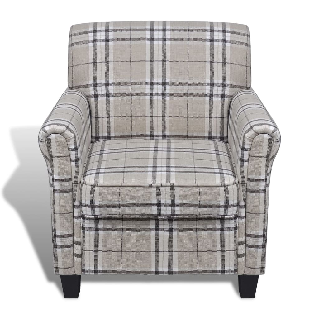 Fauteuil met kussen stof crème