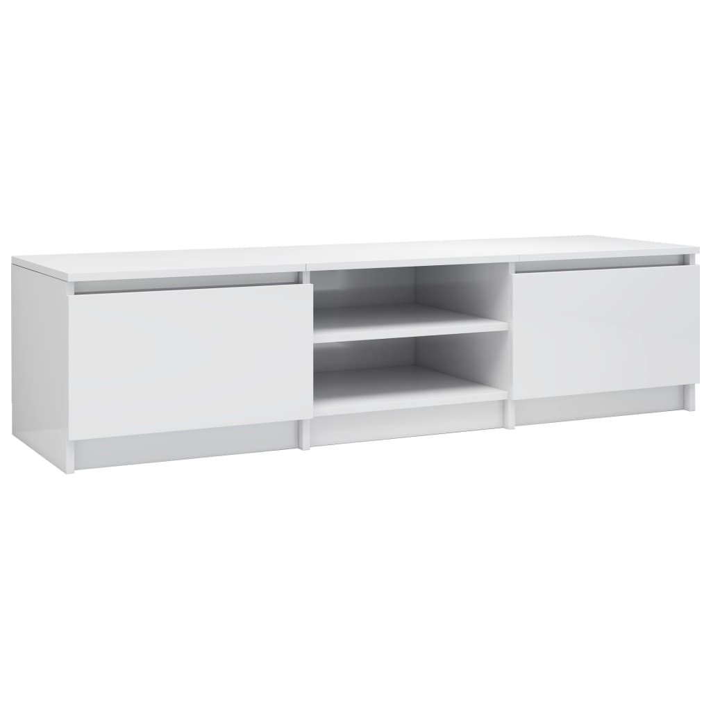 Tv-meubel 140x40x35,5 cm bewerkt hout hoogglans wit