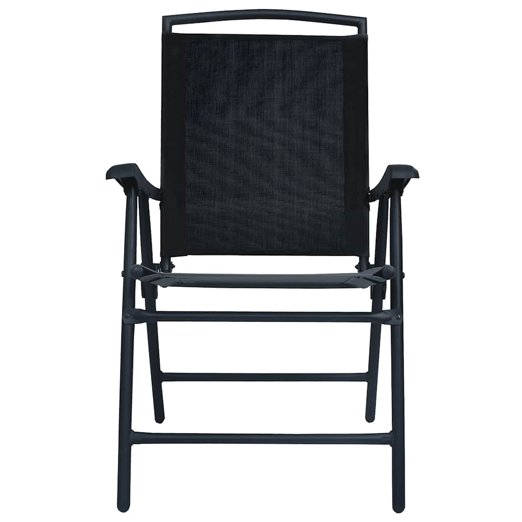 Tuinstoelen inklapbaar 2 st textileen zwart
