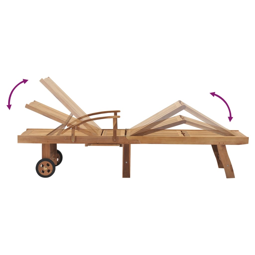 Ligbed met tafel massief teakhout