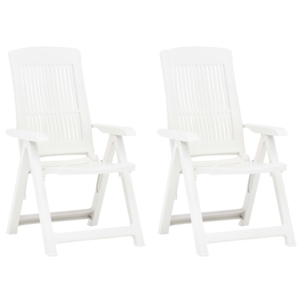 Tuinstoelen 2 st verstelbaar kunststof wit