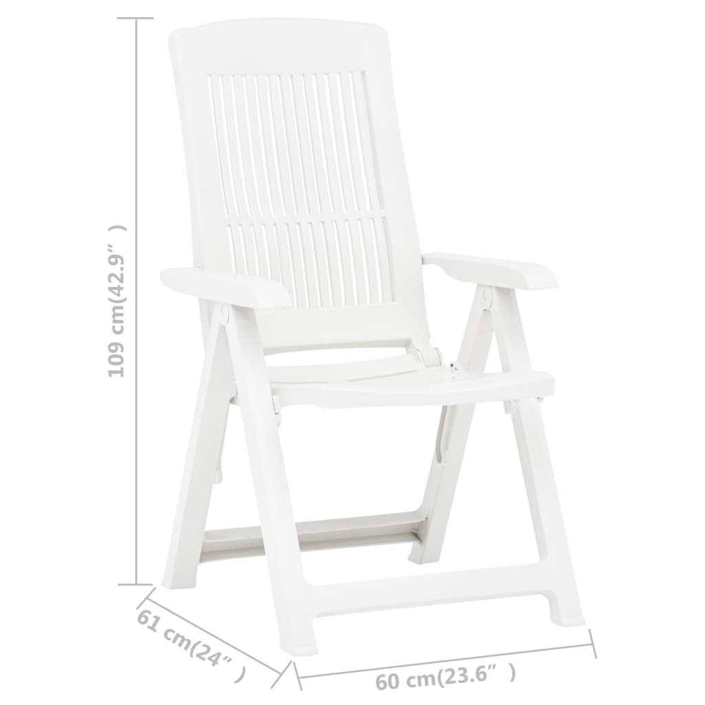 Tuinstoelen 2 st verstelbaar kunststof wit