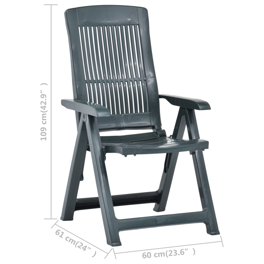 Tuinstoelen 2 st verstelbaar kunststof groen