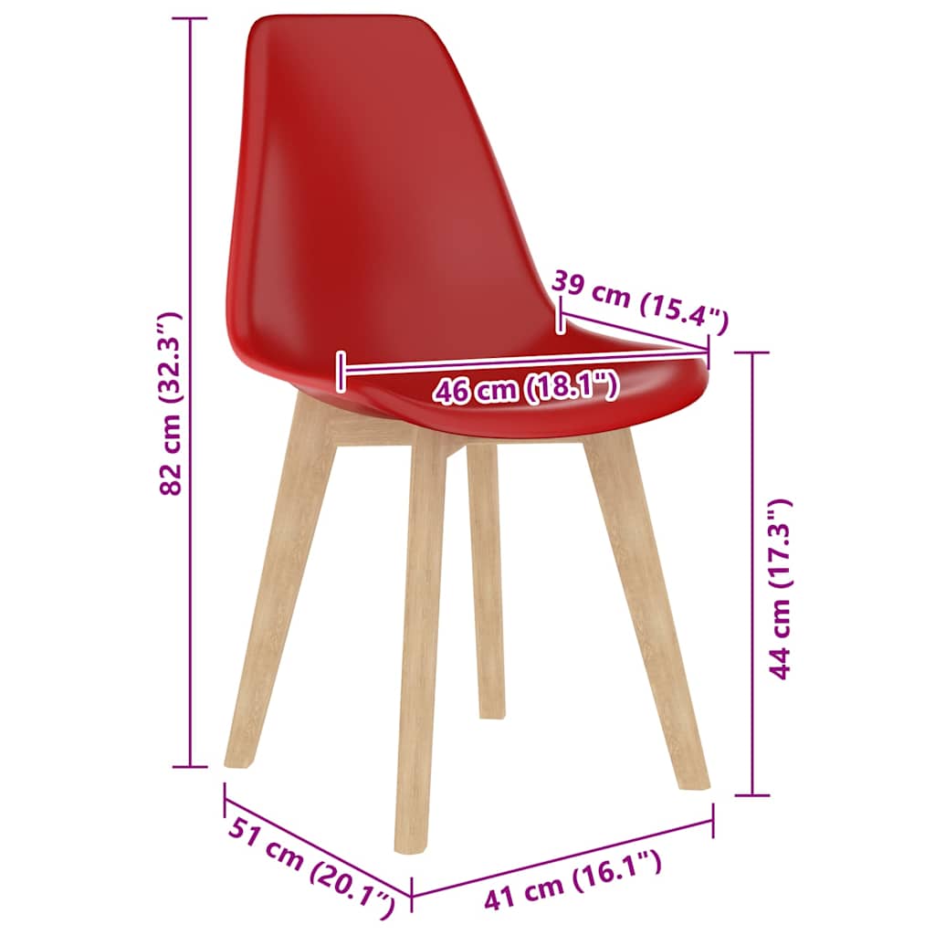 Eetkamerstoelen 6 st kunststof rood