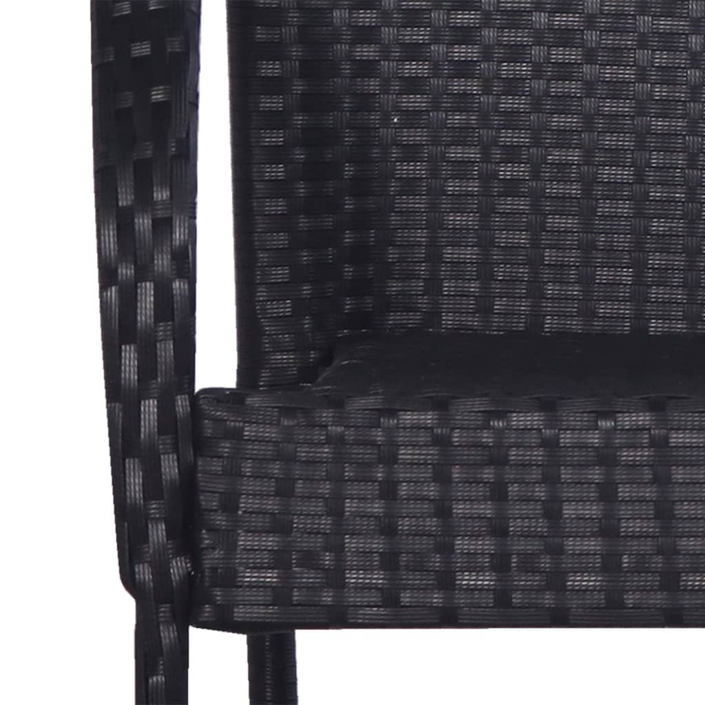 Tuinstoelen stapelbaar 6 st poly rattan zwart