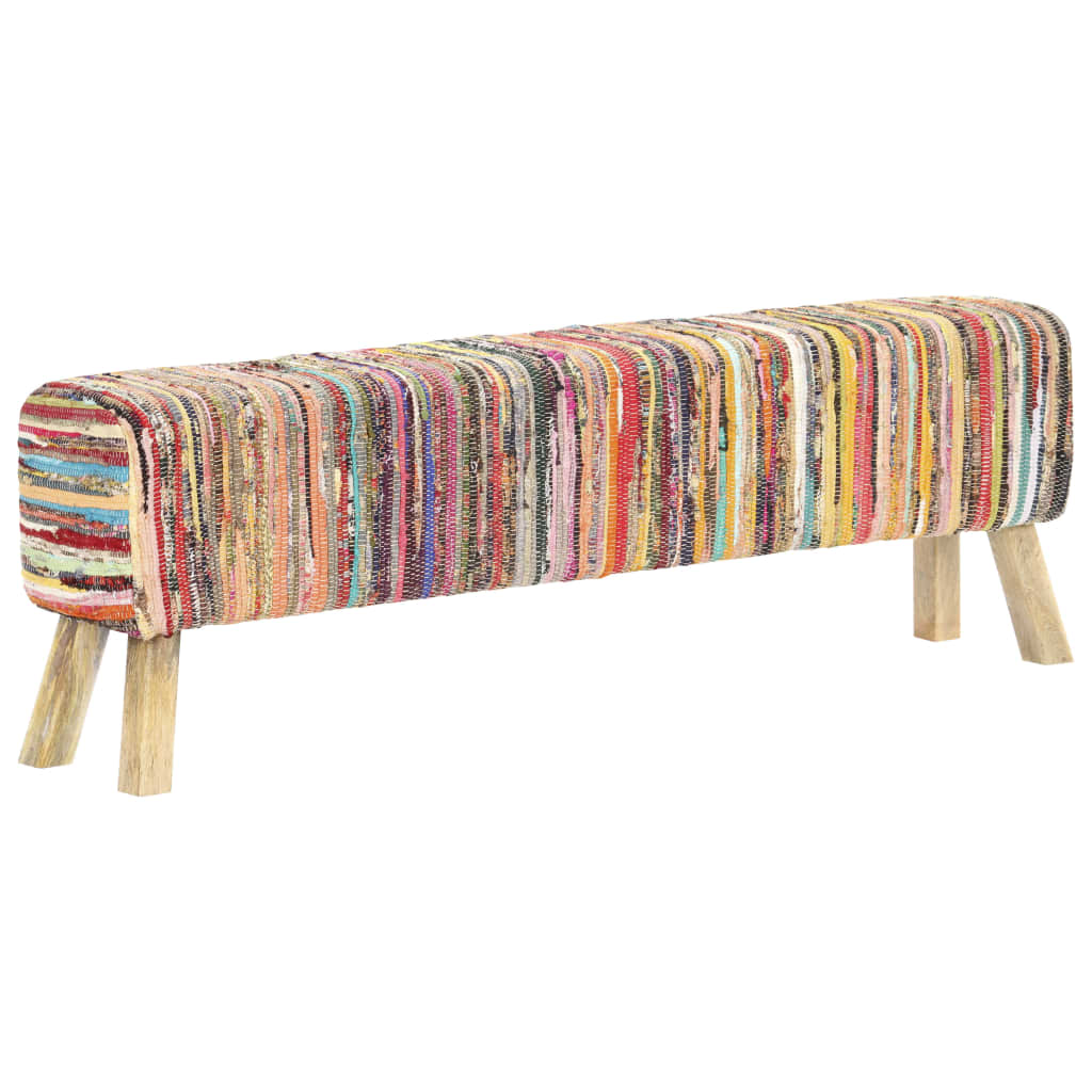 Bankje 160 cm chindi stof meerkleurig
