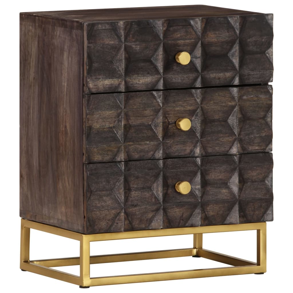 Nachtkastje 40x30x50 cm massief mangohout zwart