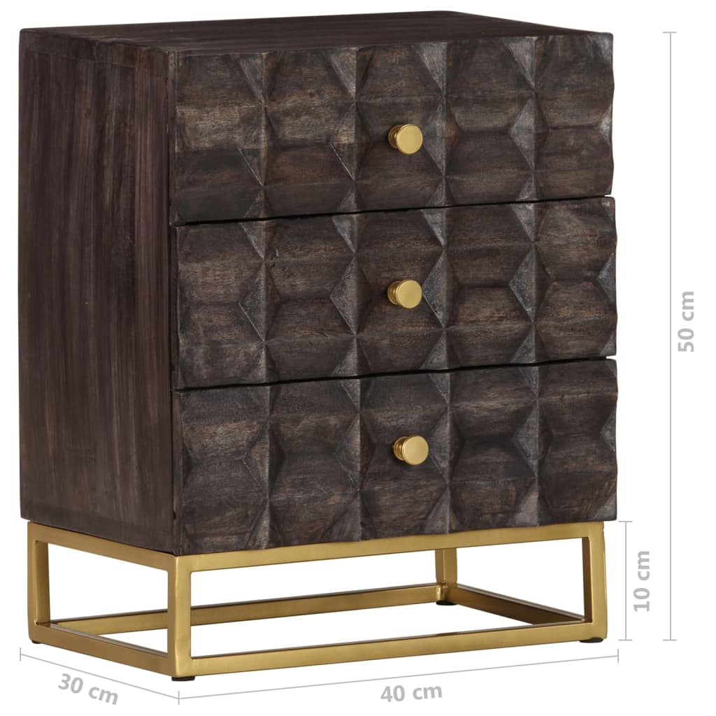 Nachtkastje 40x30x50 cm massief mangohout zwart