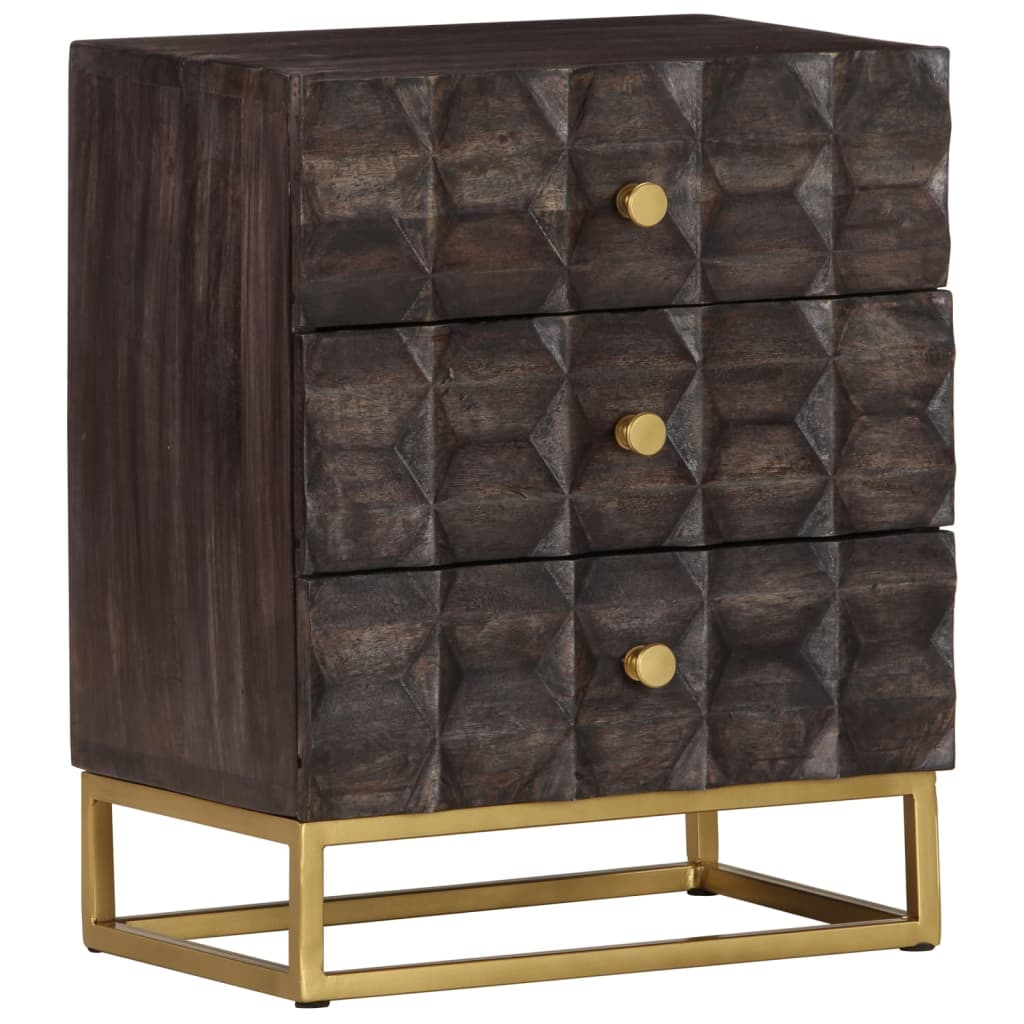 Nachtkastje 40x30x50 cm massief mangohout zwart
