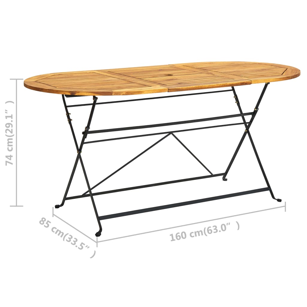 Tuintafel ovaal 160x85x74 cm massief acaciahout