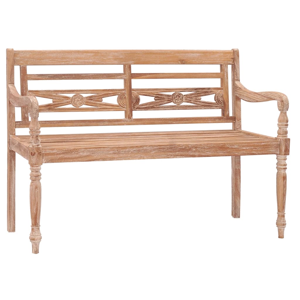 Bankje Batavia 120 cm massief teakhout met whitewash afwerking