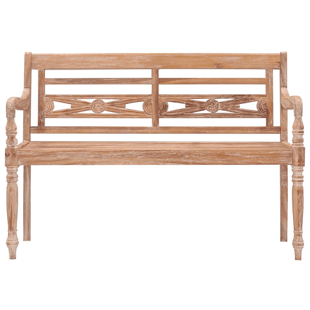 Bankje Batavia 120 cm massief teakhout met whitewash afwerking