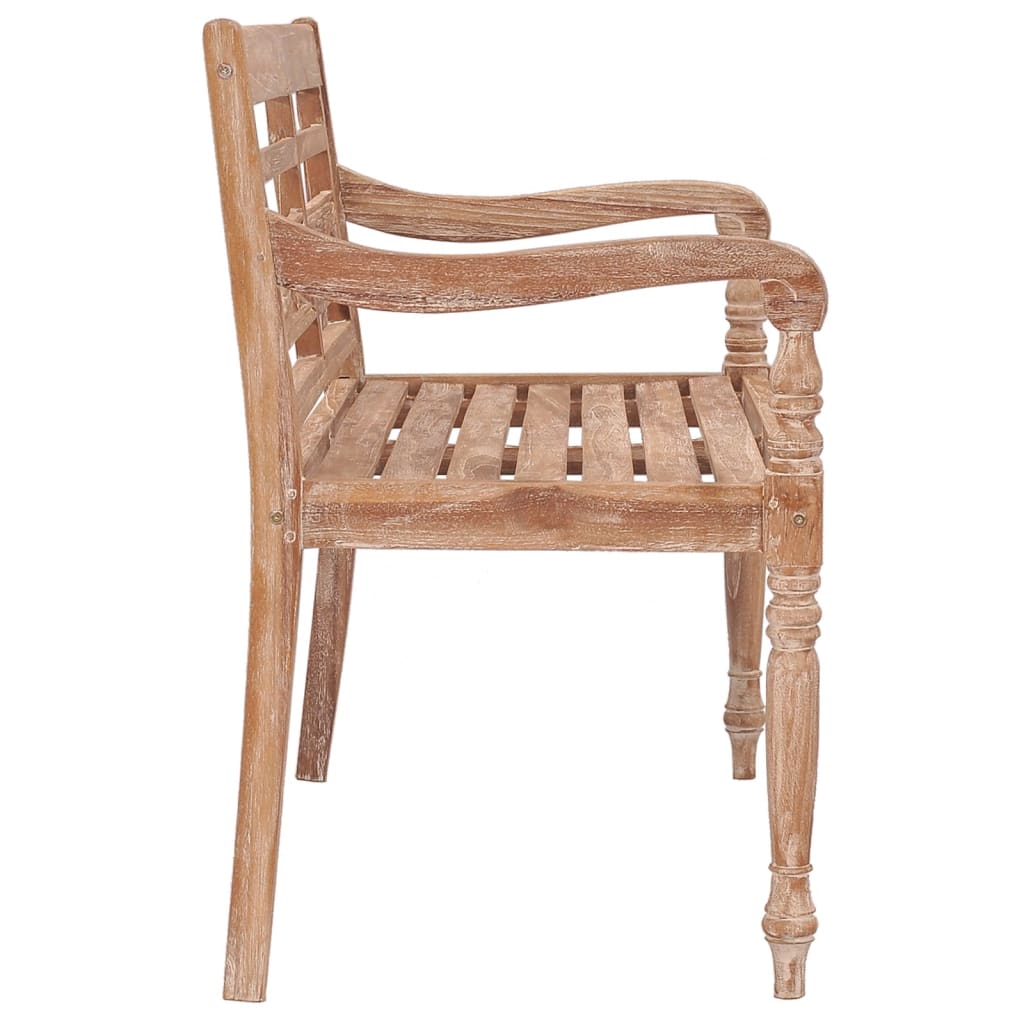 Bankje Batavia 120 cm massief teakhout met whitewash afwerking