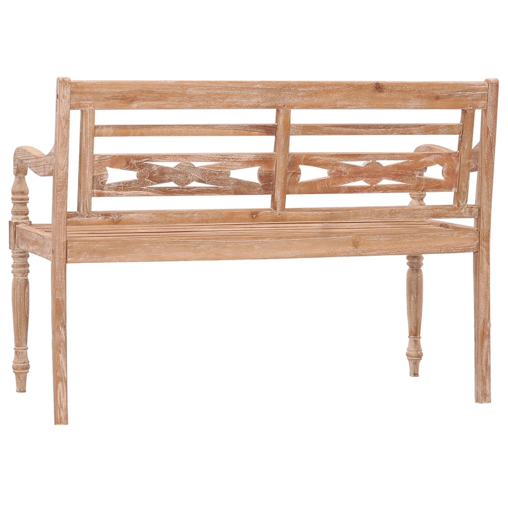 Bankje Batavia 120 cm massief teakhout met whitewash afwerking