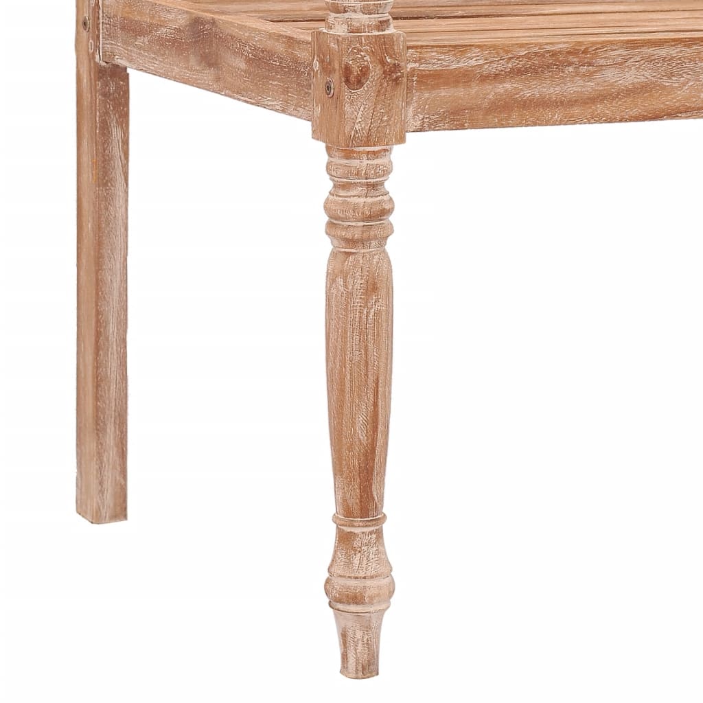 Bankje Batavia 120 cm massief teakhout met whitewash afwerking