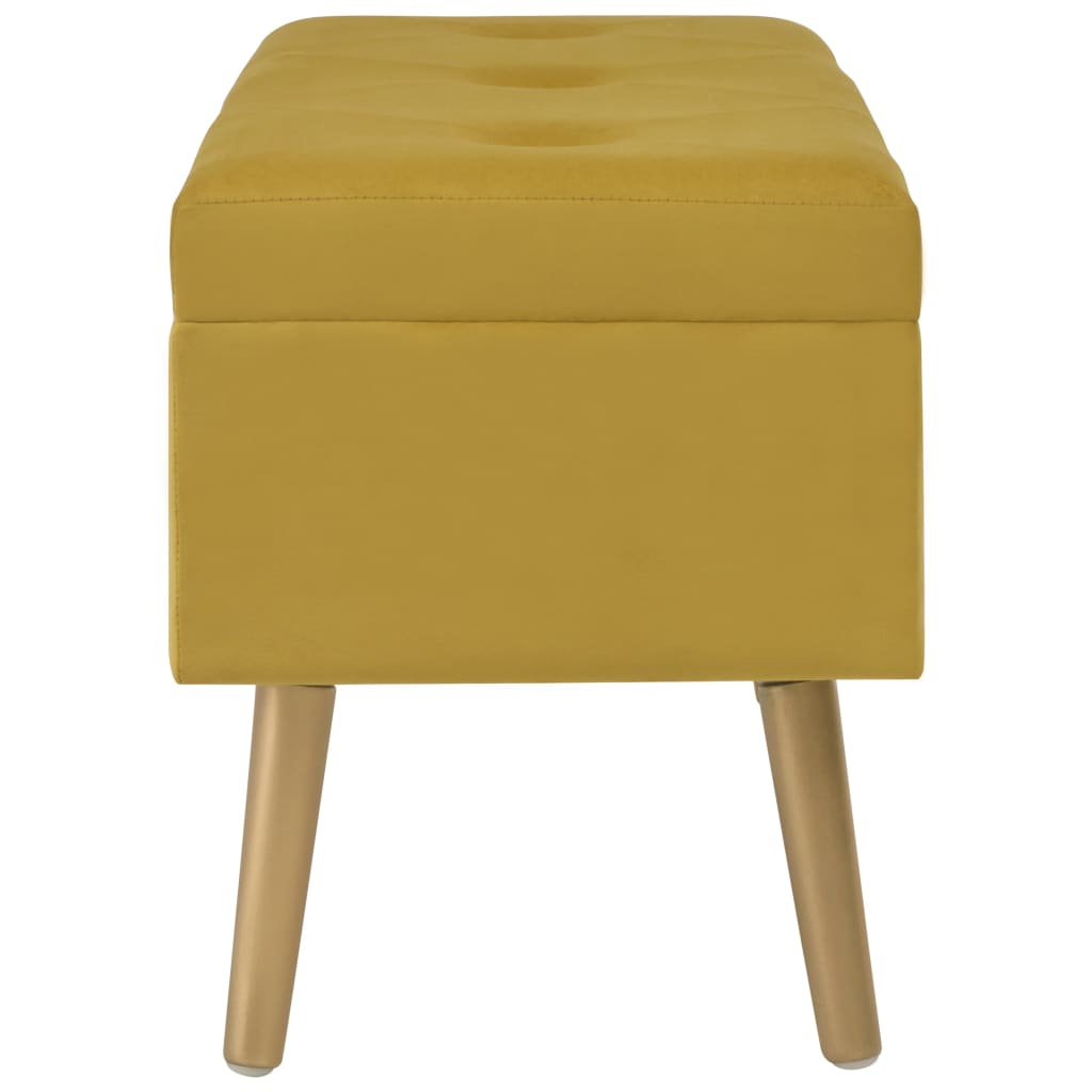 Bankje met opbergvak 80 cm fluweel mosterdgeel