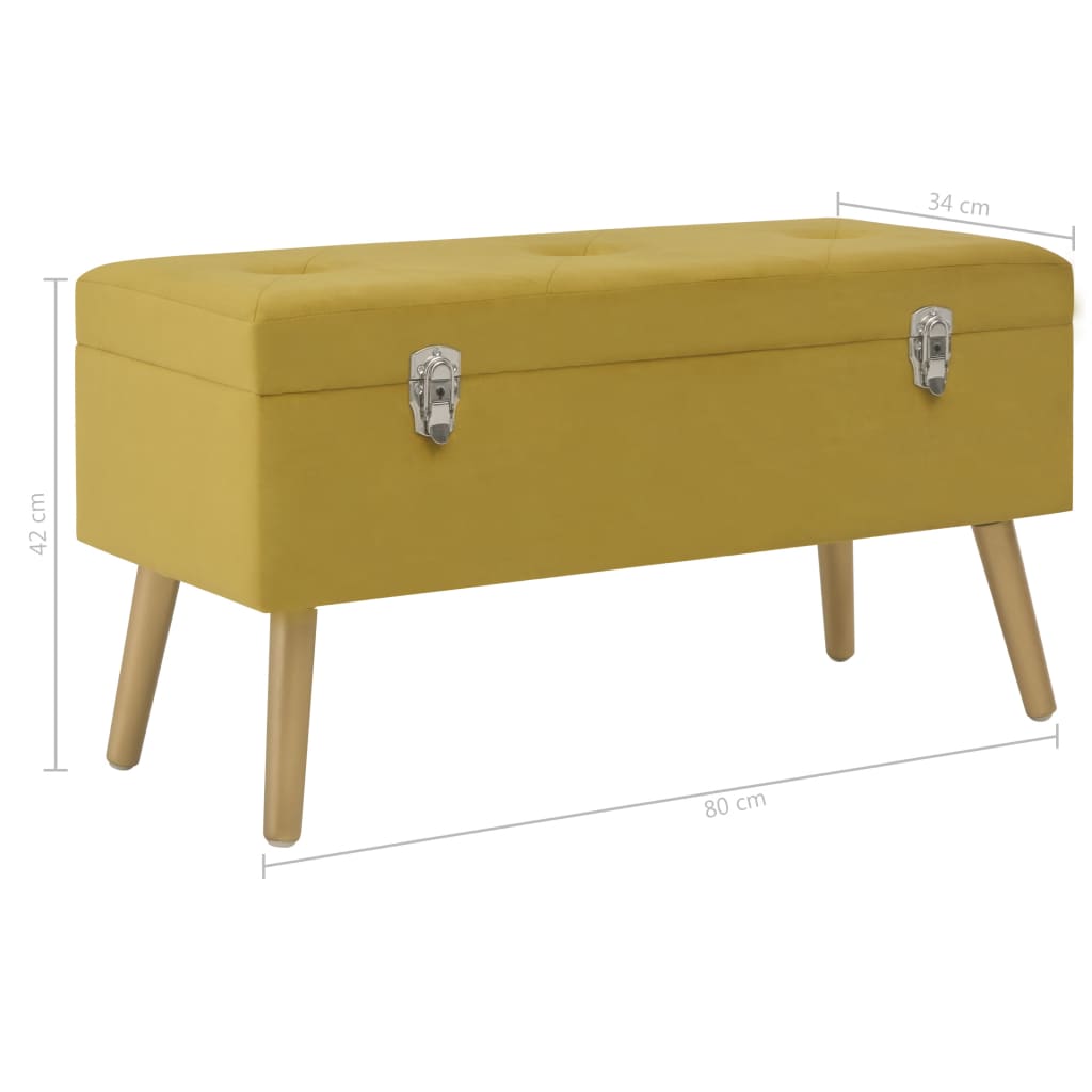 Bankje met opbergvak 80 cm fluweel mosterdgeel