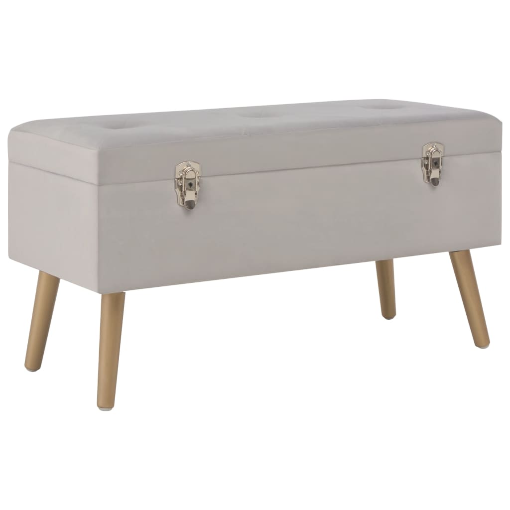 Bankje met opbergvak 80 cm fluweel grijs