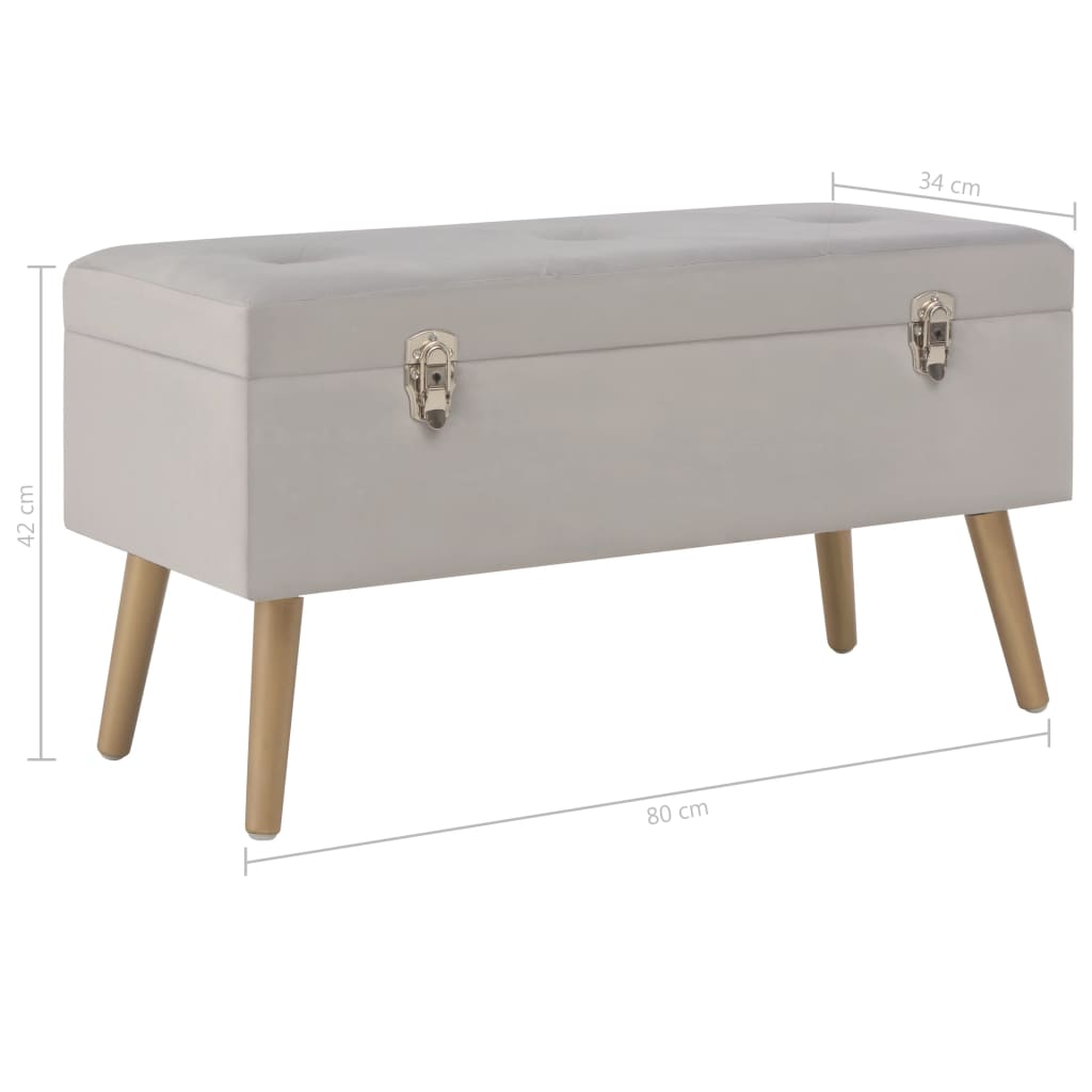 Bankje met opbergvak 80 cm fluweel grijs
