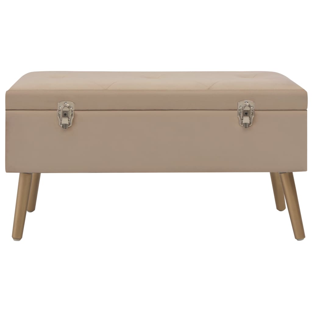 Bankje met opbergvak 80 cm fluweel beige
