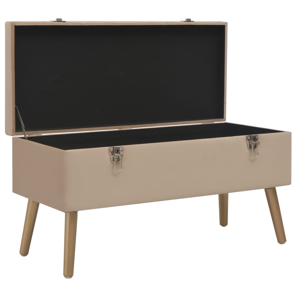 Bankje met opbergvak 80 cm fluweel beige