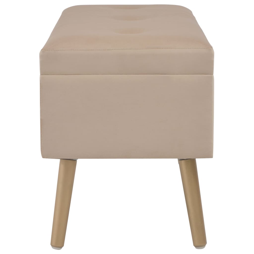 Bankje met opbergvak 80 cm fluweel beige