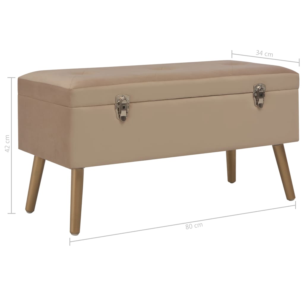 Bankje met opbergvak 80 cm fluweel beige