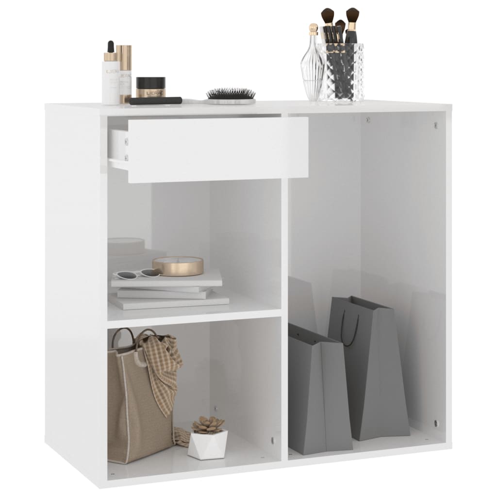 Cosmeticakast 80x40x75 cm bewerkt hout hoogglans wit