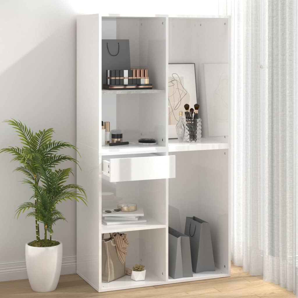 Cosmeticakast 80x40x75 cm bewerkt hout hoogglans wit