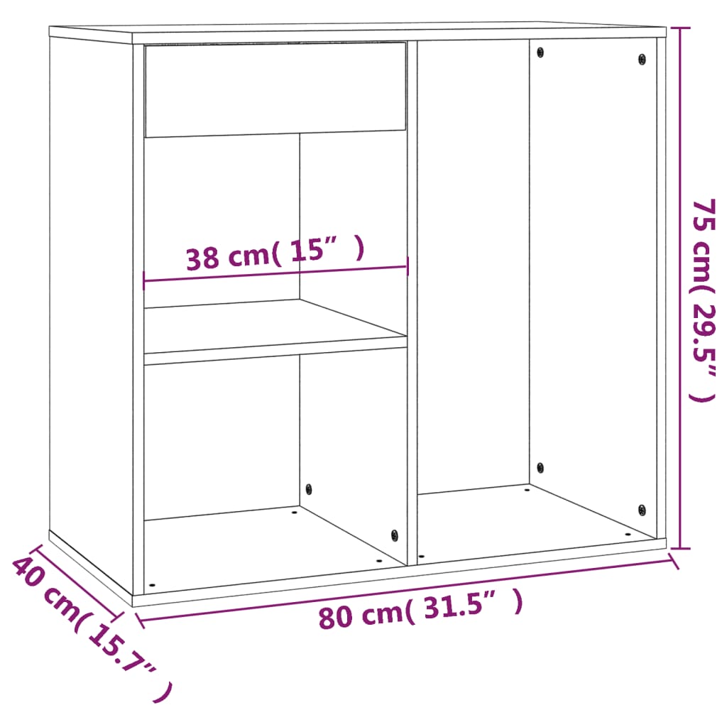 Cosmeticakast 80x40x75 cm bewerkt hout hoogglans wit