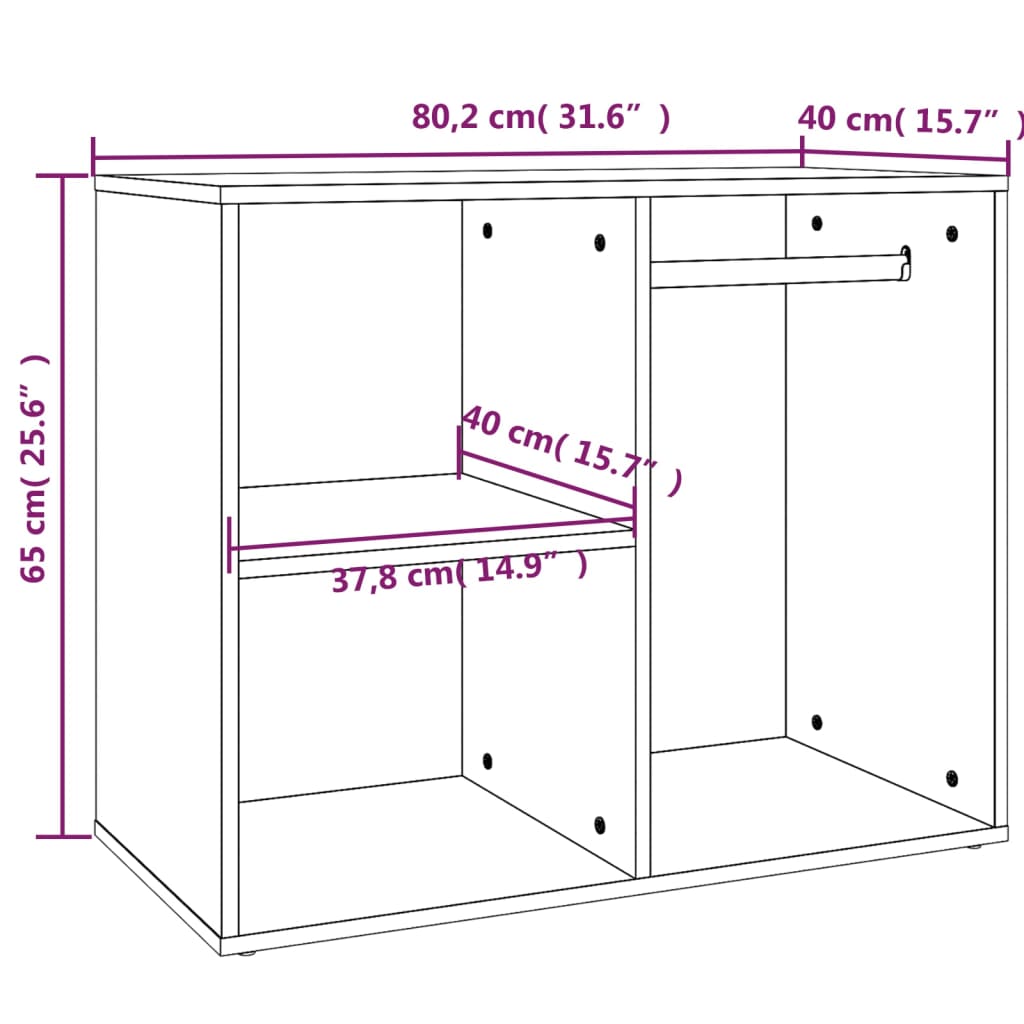 Kledingkast 80x40x65 cm bewerkt hout hoogglans wit