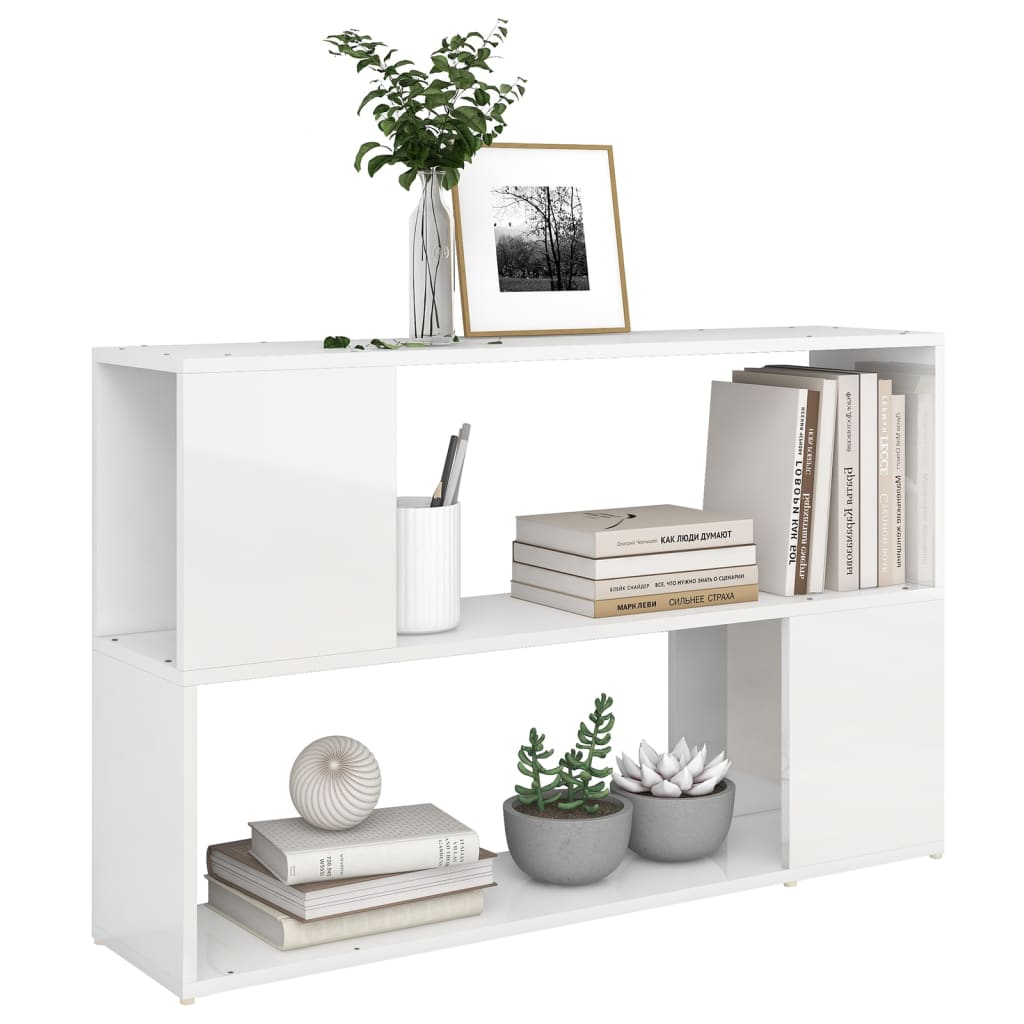 Boekenkast 100x24x63 cm bewerkt hout hoogglans wit