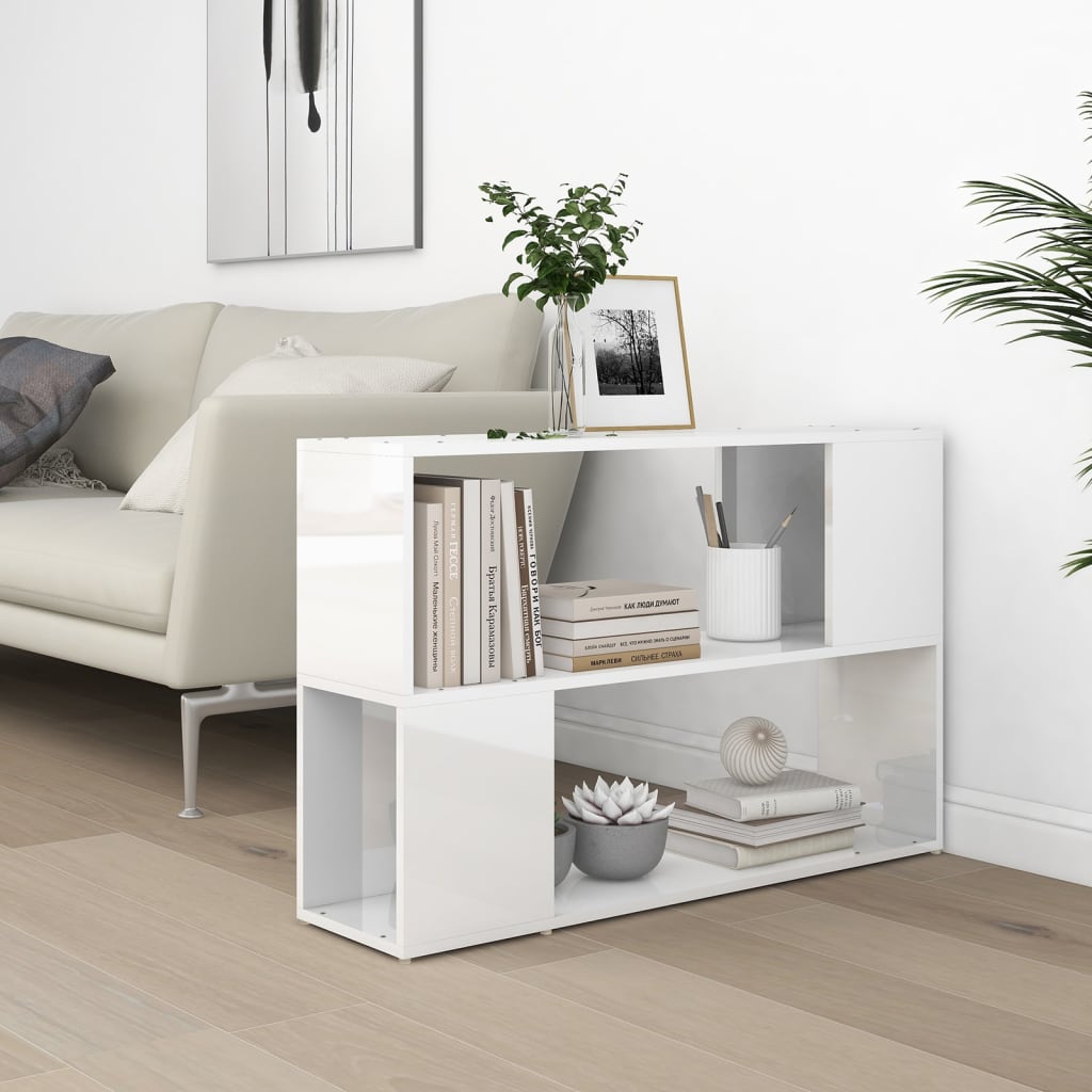 Boekenkast 100x24x63 cm bewerkt hout hoogglans wit