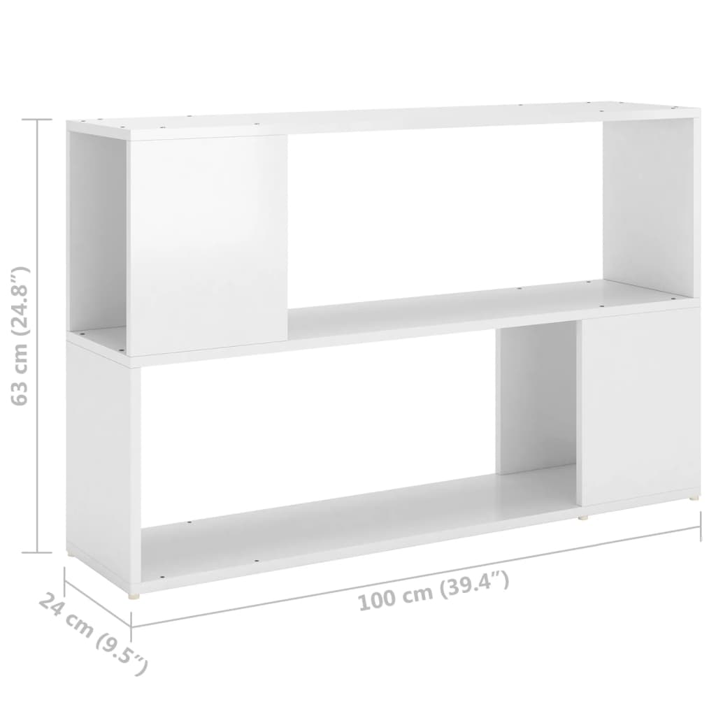 Boekenkast 100x24x63 cm bewerkt hout hoogglans wit