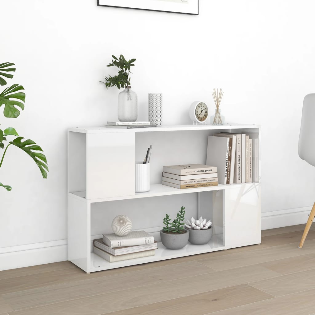 Boekenkast 100x24x63 cm bewerkt hout hoogglans wit