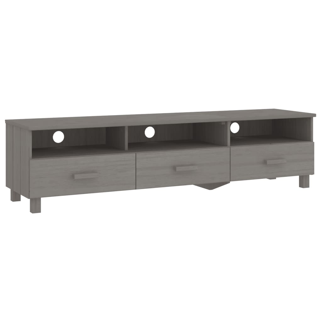 Tv-meubel HAMAR 158x40x40 cm massief grenenhout lichtgrijs