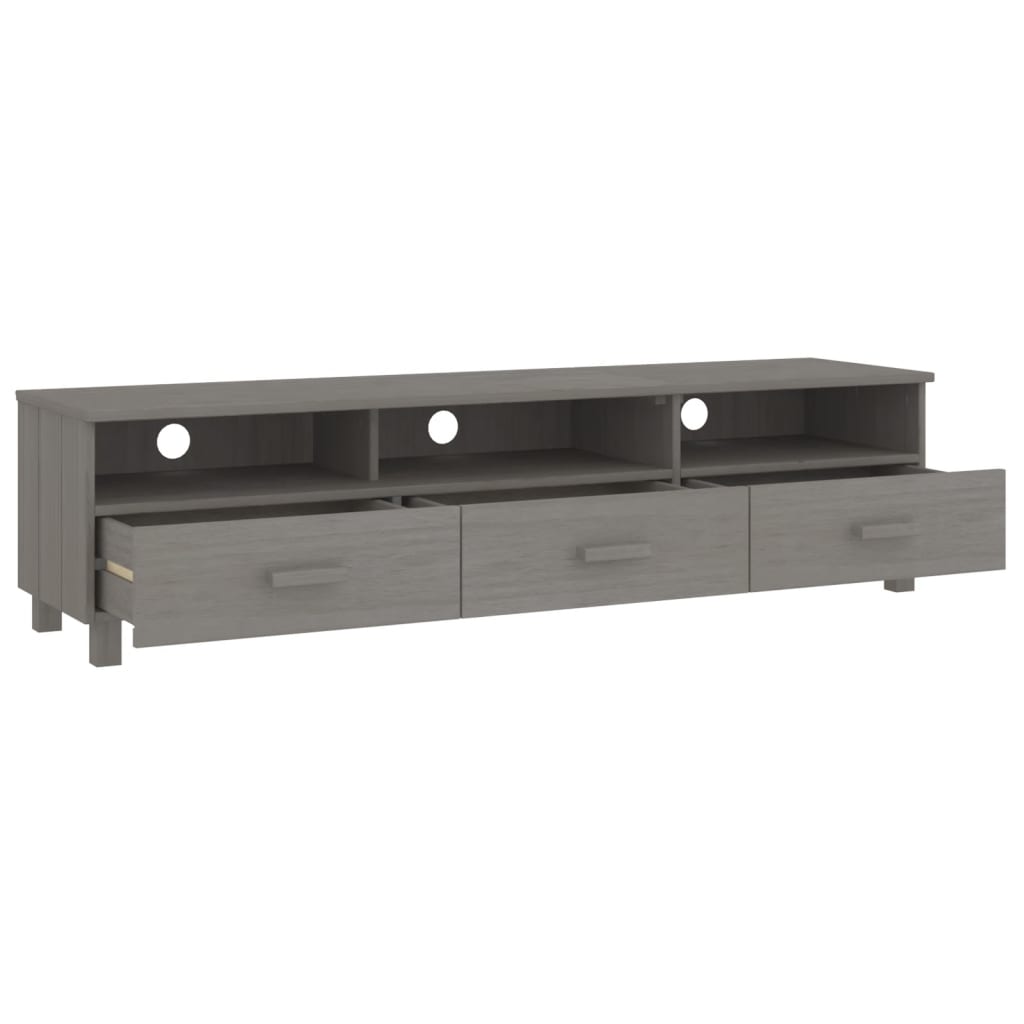 Tv-meubel HAMAR 158x40x40 cm massief grenenhout lichtgrijs