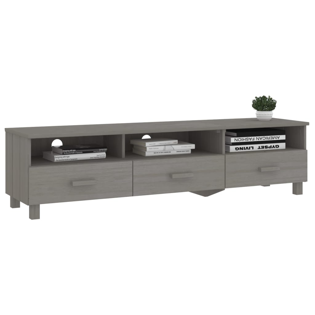 Tv-meubel HAMAR 158x40x40 cm massief grenenhout lichtgrijs