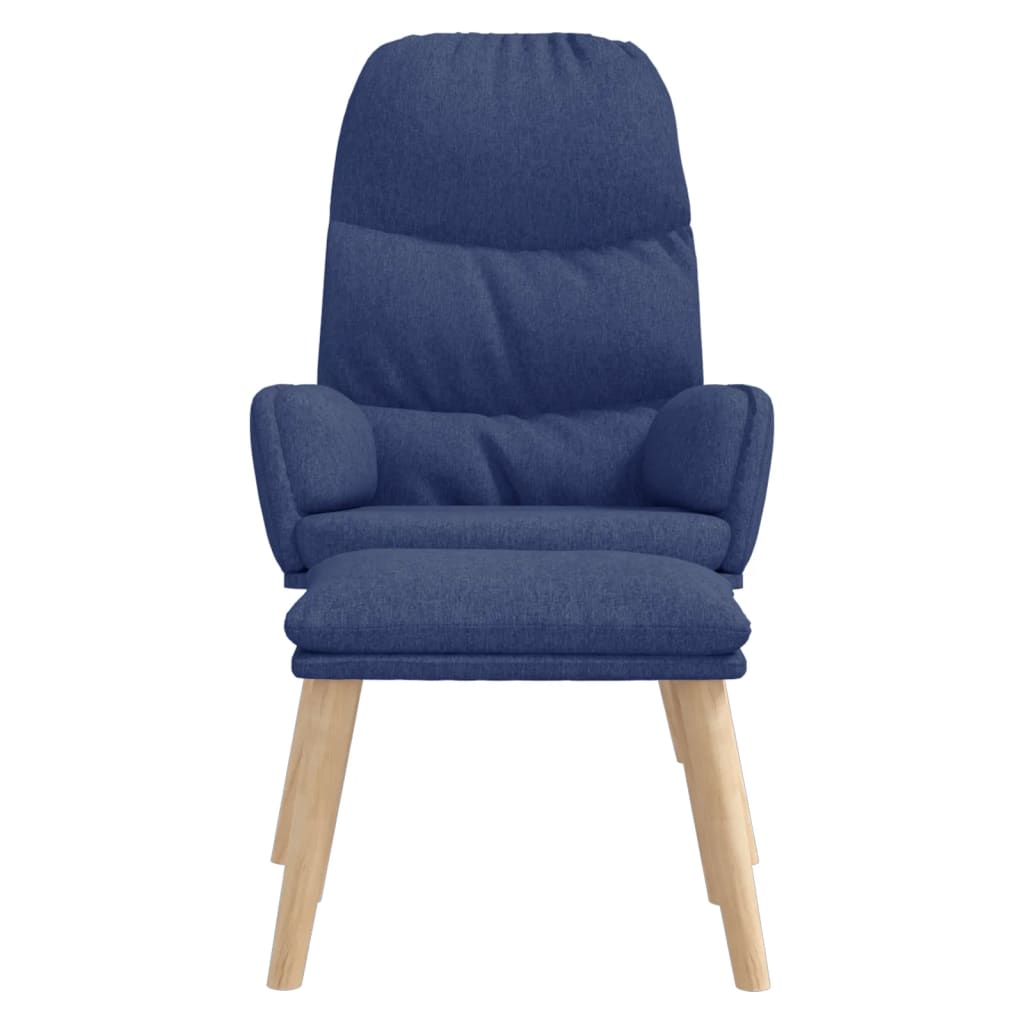 Relaxstoel met voetenbank stof blauw