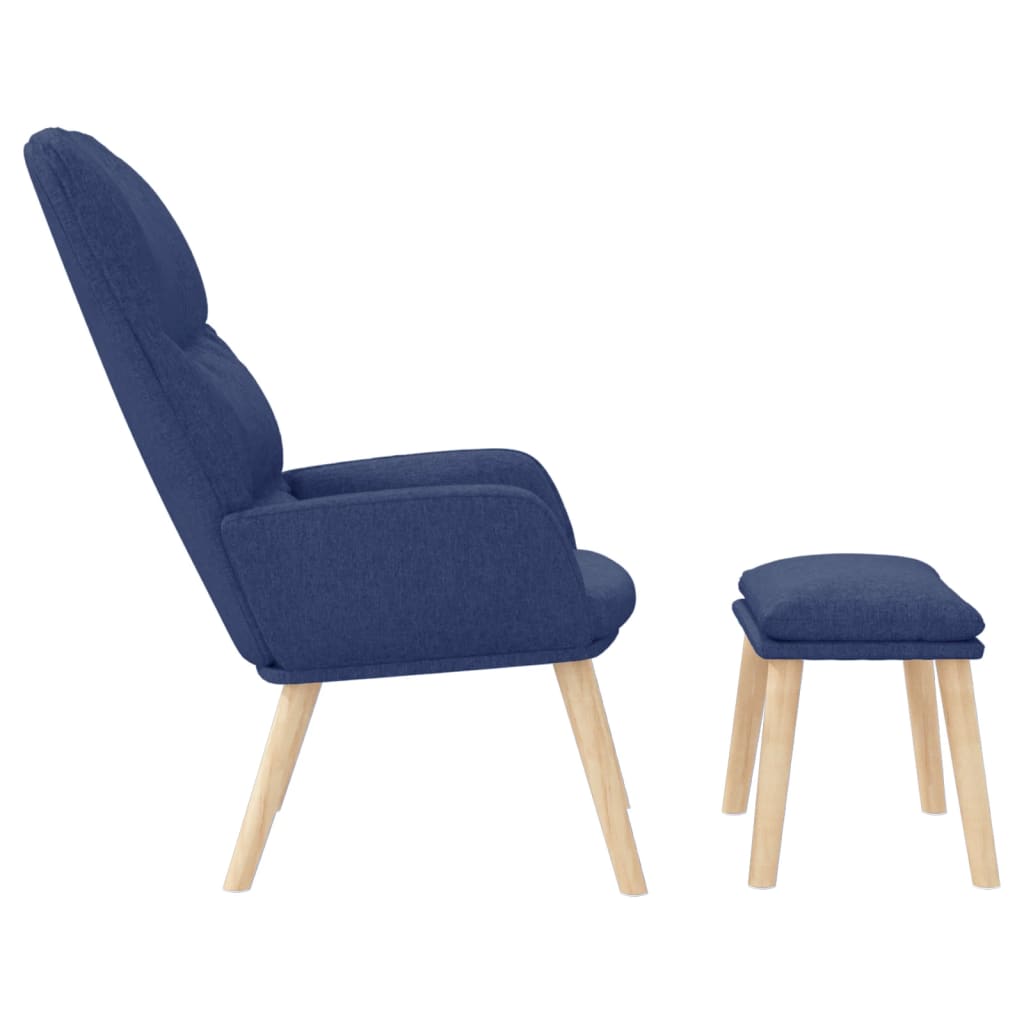 Relaxstoel met voetenbank stof blauw