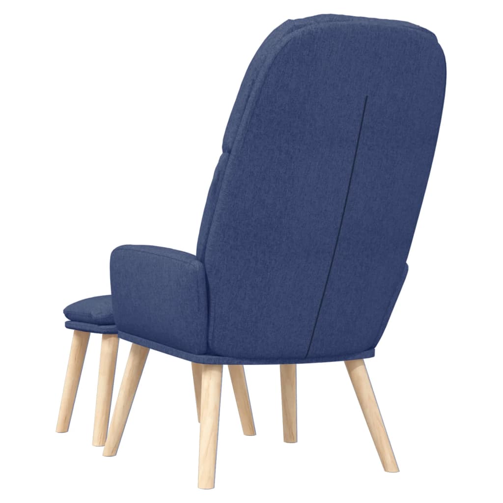 Relaxstoel met voetenbank stof blauw