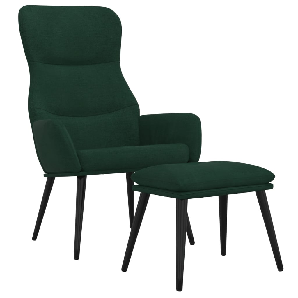 Relaxstoel met voetenbank stof donkergroen