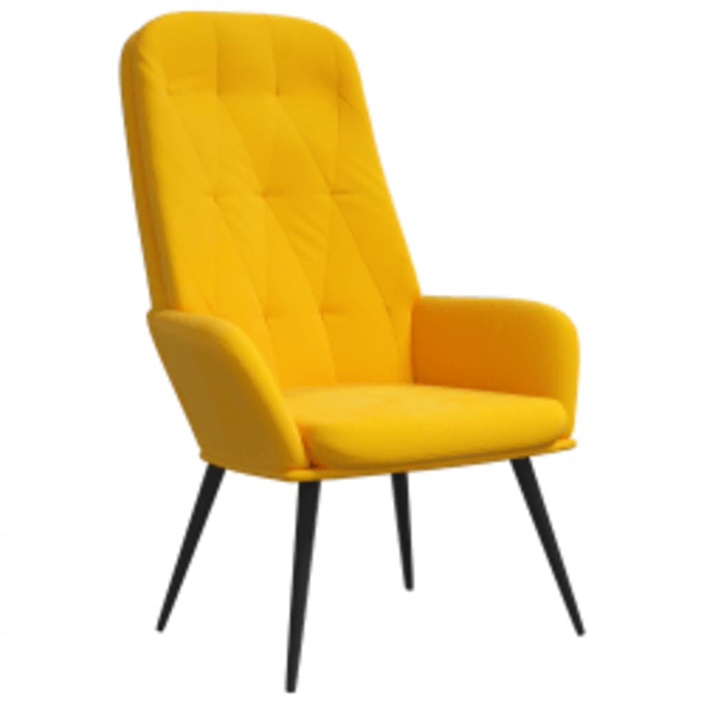 Relaxstoel met voetenbank fluweel mosterdgeel