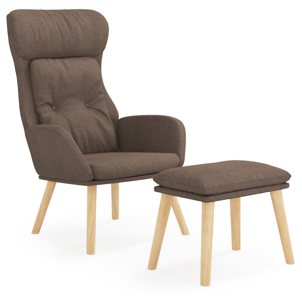 Relaxstoel met voetenbank stof taupe