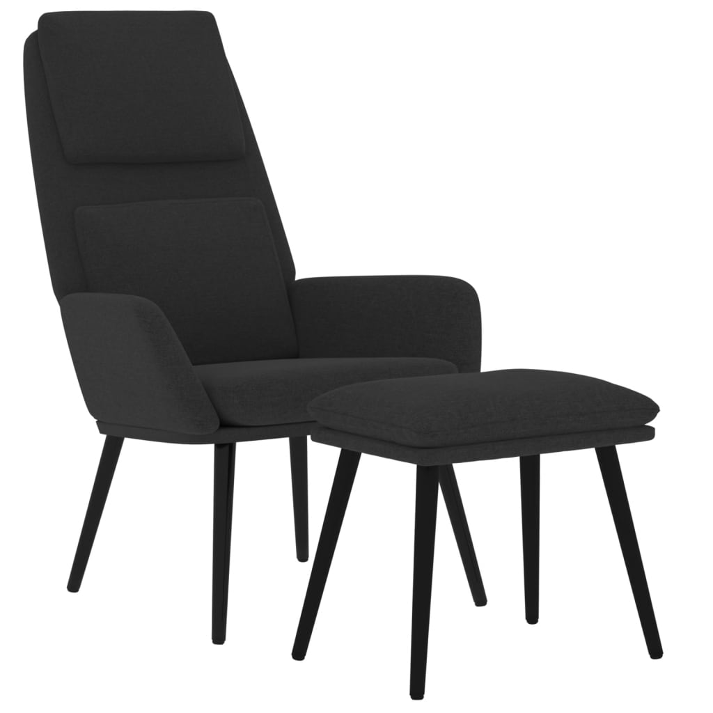 Relaxstoel met voetenbank stof zwart