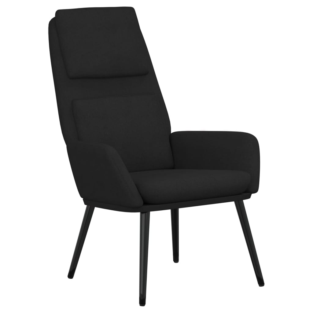 Relaxstoel met voetenbank stof zwart