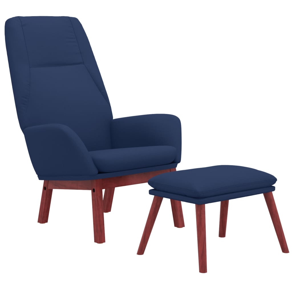 Relaxstoel met voetenbank stof blauw