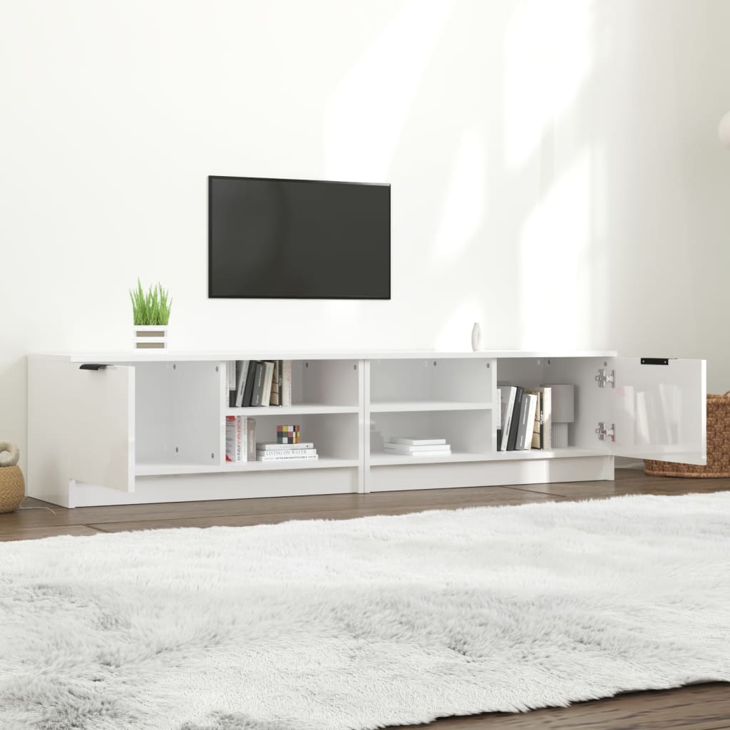 Tv-meubels 2 st 80x35x36,5 cm bewerkt hout hoogglans wit