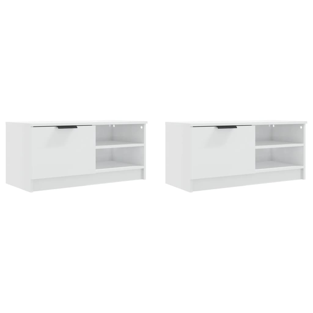 Tv-meubels 2 st 80x35x36,5 cm bewerkt hout hoogglans wit