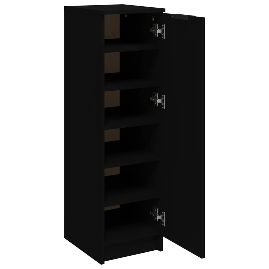 Schoenenkast 30x35x100 cm bewerkt hout zwart